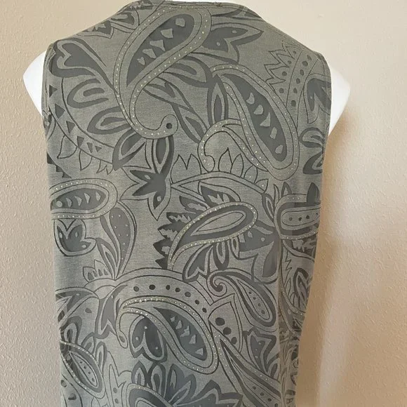 Dress Barn Olive Green Front Layered Sleeveless Top - Size XL - Picture 4 of 8